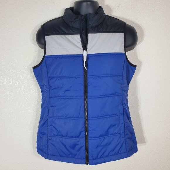 Cbuk By Cutter & Buck Womens Puffer Vest Medium Blue & Gray Colorblock - Picture 9 of 9